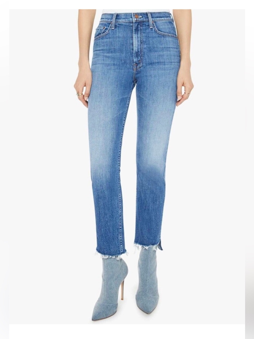 MOTHER Denim High Waist Rider Ankle Step Fray in Loafers & Lassos
